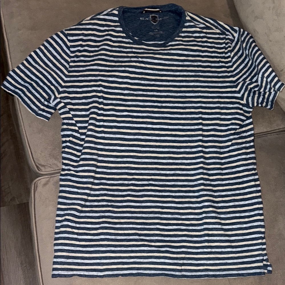 Striped Crew Neck Tee - Navy & White